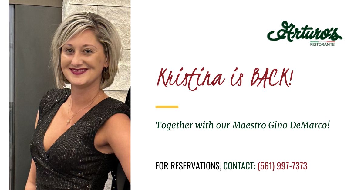 Arturo's Restaurant Event Cover Photo for the return of Kristina
